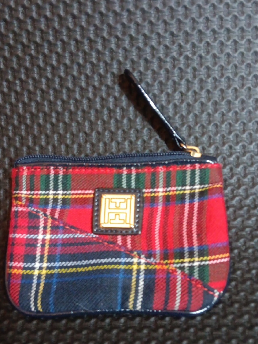 Tommy Hilfiger Red Green Navy Plaid Wristlet Coin Pouch